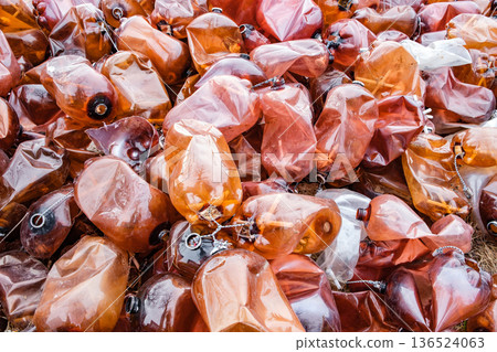 empty crumpled plastic beer kegs empty crumpled plastic beer kegs 136524063