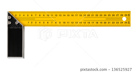 Yellow try square tool on transparent background Yellow try square tool on transparent background 136525927