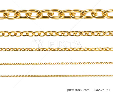 Various gold chains on a transparent background for design elements Various gold chains on a transparent background for design elements 136525957