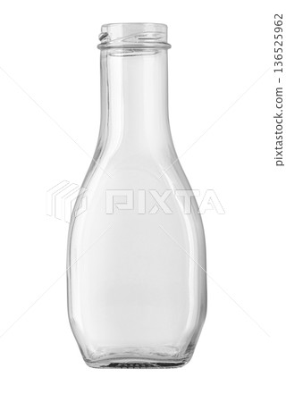 Empty clear glass bottle transparent background for liquids 136525962