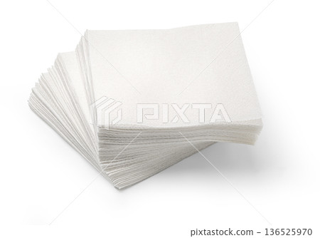 Stacked white paper napkins ready for use 136525970