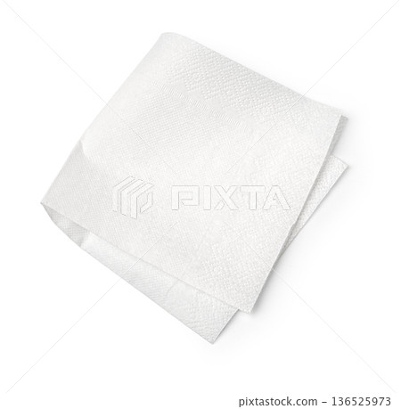 White paper napkin folded for hygiene and cleanliness 136525973
