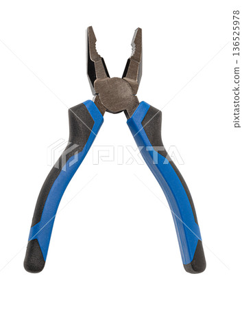 Pliers with blue and black handles for repair work Pliers with blue and black handles for repair work 136525978