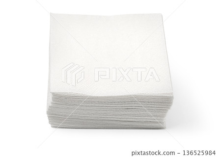 Stack of white paper napkins for hygiene and cleaning Stack of white paper napkins for hygiene and cleaning 136525984