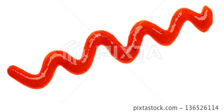 Ketchup condiment forming a red zigzag, suitable for food design Ketchup condiment forming a red zigzag, suitable for food design 136526114