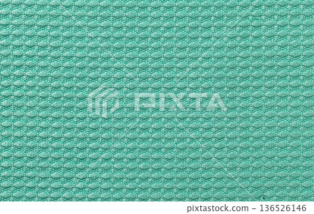 Teal green woven fabric showing textile texture pattern Teal green woven fabric showing textile texture pattern 136526146