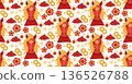 Seamless horse heads Chinese New Year pattern with lucky icons 136526788