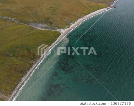 Remote Chukotka Arctic landscape pristine wilderness from above landscape Remote Chukotka Arctic landscape pristine wilderness from above landscape 136527156