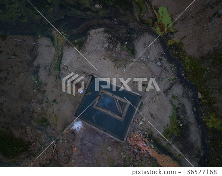 Aerial view Chukotka Arctic coastline pristine tundra wilderness landscape 136527168