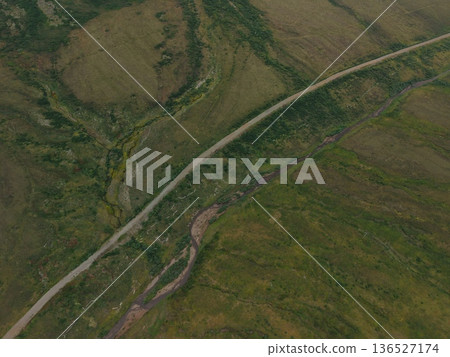 Remote Chukotka Arctic landscape pristine wilderness from above landscape Remote Chukotka Arctic landscape pristine wilderness from above landscape 136527174