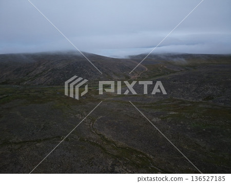 Remote Chukotka Arctic landscape pristine wilderness from above landscape 136527185