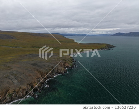 Chukotka Arctic coastline Bering wilderness pristine landscape view landscape Chukotka Arctic coastline Bering wilderness pristine landscape view landscape 136527220