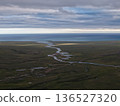 Aerial view Chukotka wilderness landscape Arctic coastal beauty landscape 136527320