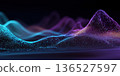Vibrant Blue-Purple Particle Waves: Futuristic Neon Landscape, Big Data Visualization 136527597