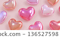 Romantic Pink Heart Collection: 3D Rendered, Perfect for Valentine's Day and Love-Themed Designs 136527598