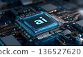 AI Circuit Board: Futuristic Tech Innovation, Glowing Blue Chip with AI Text, Digital Intelligence 136527620