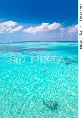 Tropical oceanscape horizon sunny happy sky nature background summer vacation Tropical oceanscape horizon sunny happy sky nature background summer vacation 136527767