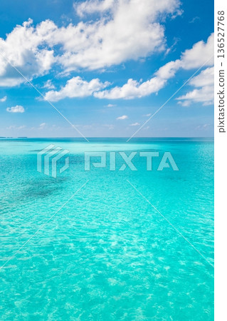 Scenic tropical oceanscape sunny happy sky horizon beach island landscape 136527768