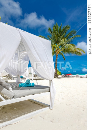 Tropical sunny beach canopy leisure lifestyle summer tourism Maldives resort Tropical sunny beach canopy leisure lifestyle summer tourism Maldives resort 136527774