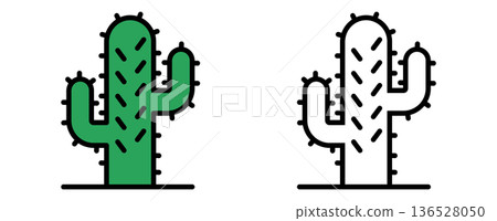 Cactus icon set, vector illustration, houseplant, desert 136528050