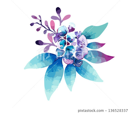 Watercolor floral abstraction object. Hand drawn. Not AI, vector illustration. Watercolor floral abstraction object. Hand drawn. Not AI, vector illustration. 136528337