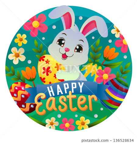 happy bunny easter round decoration happy bunny easter round decoration 136528634
