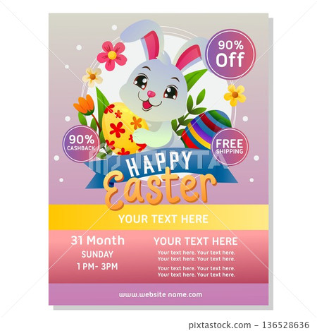 pink easter poster template happy bunny pink easter poster template happy bunny 136528636