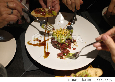 Fresh Tuna Tartare Served as Gourmet Appetizer Fresh Tuna Tartare Served as Gourmet Appetizer 136528689