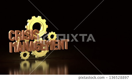 Crisis Management Strategic Planning with Golden Gears Concept 3d render. 136528897