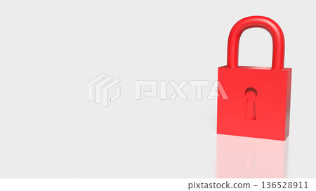 Red Padlock Security and Data Protection Concept 3d render. 136528911