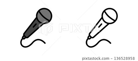 一套用於錄音、卡拉OK、演講、廣播的麥克風圖示和線圖 一套用於錄音、卡拉OK、演講、廣播的麥克風圖示和線圖 136528958