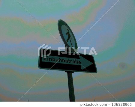 directional sign with blue sky directional sign with blue sky 136528965