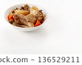 Chicken wings and radish stew with carrots and shimeji mushrooms, Japanese home cooking 136529211