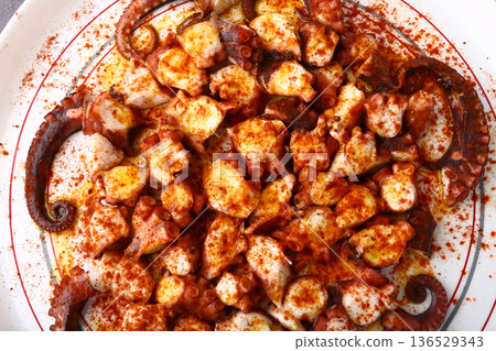 Galician Style Octopus with Paprika and Olive Oil 136529343
