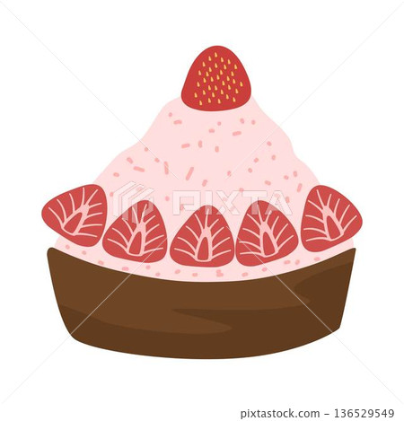 Strawberry Bingsu Bowl Korean dessert 136529549