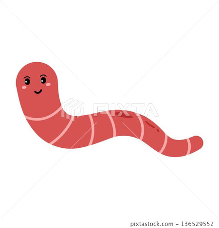 Worm with Funny Expression, Cute Worm 136529552