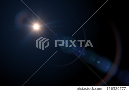 Abstract Natural Sun flare on the black. 136529777