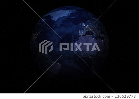 Earth planet. North and South America, Europe, Greenland, Africa. 136529778