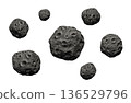Asteroids or meteorites on white background. 136529796