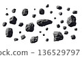Asteroids or meteorites on white. 136529797