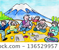 昭和時代，富士山下開始插秧的午餐時間 136529957