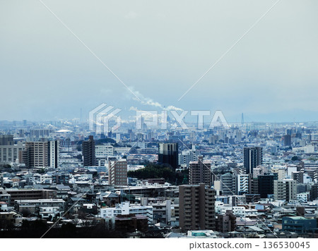 從高處俯瞰冬季名古屋城市全景 136530045