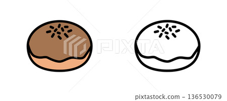 紅豆麵包圖示集，日式甜點和烘焙店向量圖 136530079