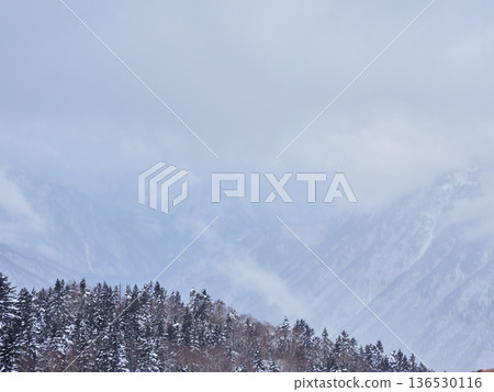 Snowy scenery seen from the tourist attraction, Shinhotaka Observatory 136530116