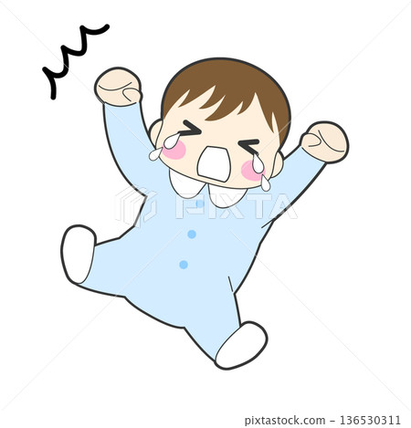 Illustration of a crying and angry baby 136530311