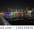 Winter night view of the Sumida River and Tsukuda Bridge 3 136530456