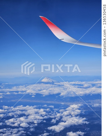 Fuji seen from inside the plane 2 Fuji seen from inside the plane 2 136530458