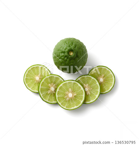 Kaffir lime vegetable Whole Fruit with Fan Slices 136530795