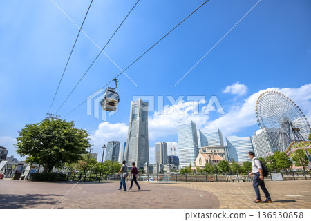 Yokohama Minato Mirai Cityscape Canal Park Ropeway and Landmark Tower 136530858