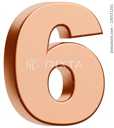 3D material_number_6_metallic_gold 136531201